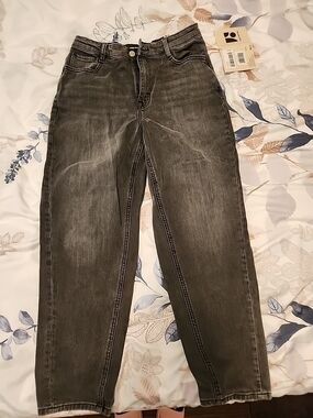 Frank & Oak Women's Black Jeans High RISE Balloon Size 28